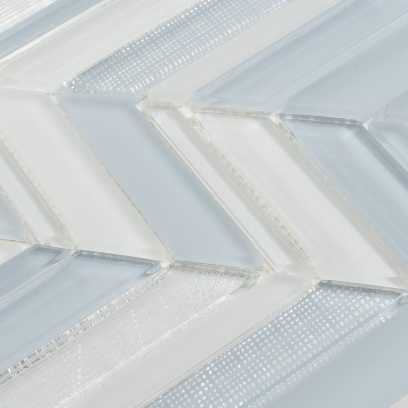 1.2" x 3.5" Glass Mosaic Wall & Floor Tile, White/Blue