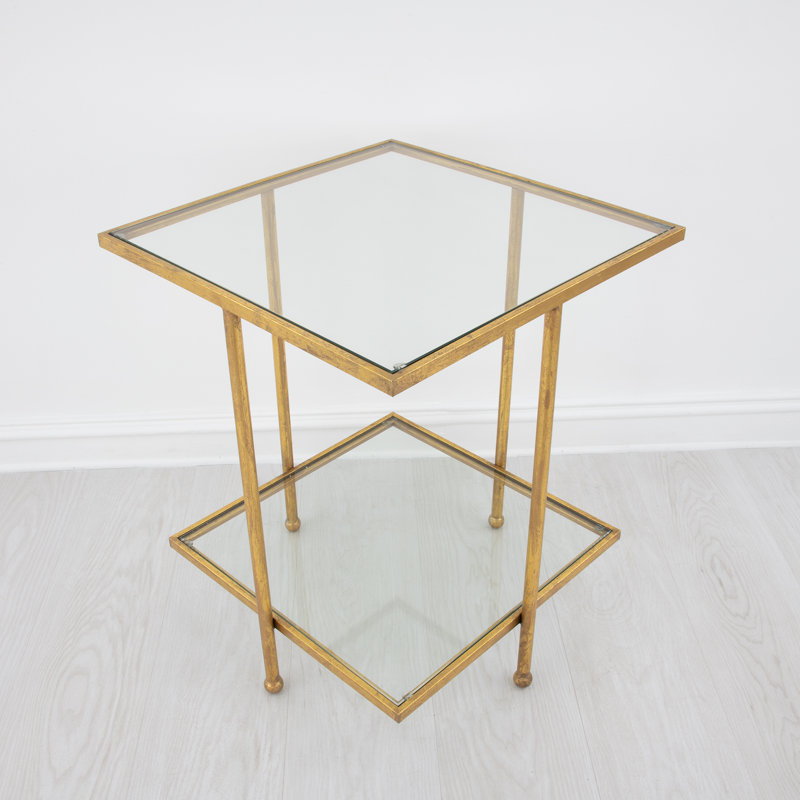 Romana End Table, Antiqued Gold Leaf