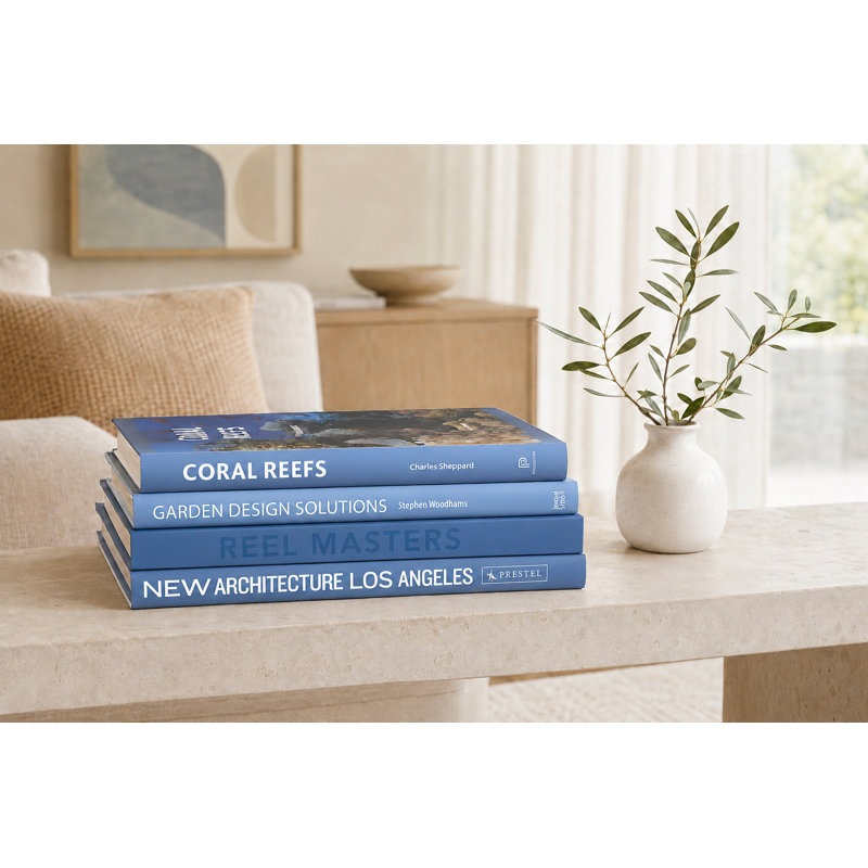 Livres décoratifs - pile de table basse Marlin - 4 livres bleus