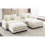 Canapé modulaire en chenille beige de 111 po avec deux repose-pieds amovibles, coussin double, hublots, porte-gobelets, grand rangement et 4 coussins décoratifs pour le salon, beige, coussins décoratifs cachés, respirant-179543766