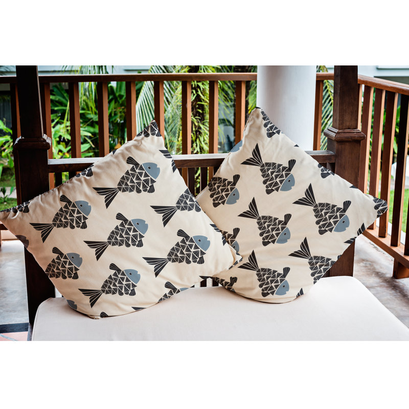 Housse et insert de coussin Fish Tales PAN426, 18 po x 18 po, Fumée poussiéreuse