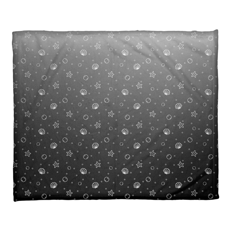 Couverture Katelyn Elizabeth Seashell, l 32,5 po x L 42,5 po, Blanc / noir
