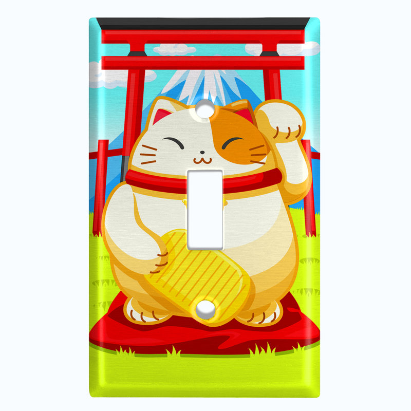 Metal Light Switch Plate Outlet Cover (Lucky Cat - Single Toggle)