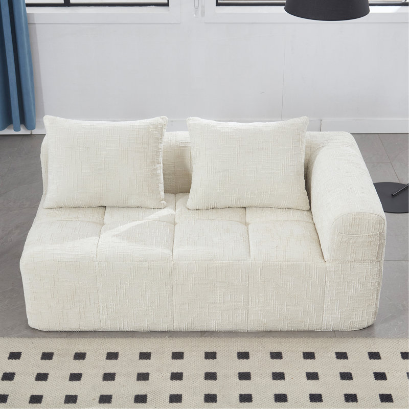 Canapé en chenille, canapé-lit modulaire minimaliste pour salon, salon et chambre à coucher, Beige
