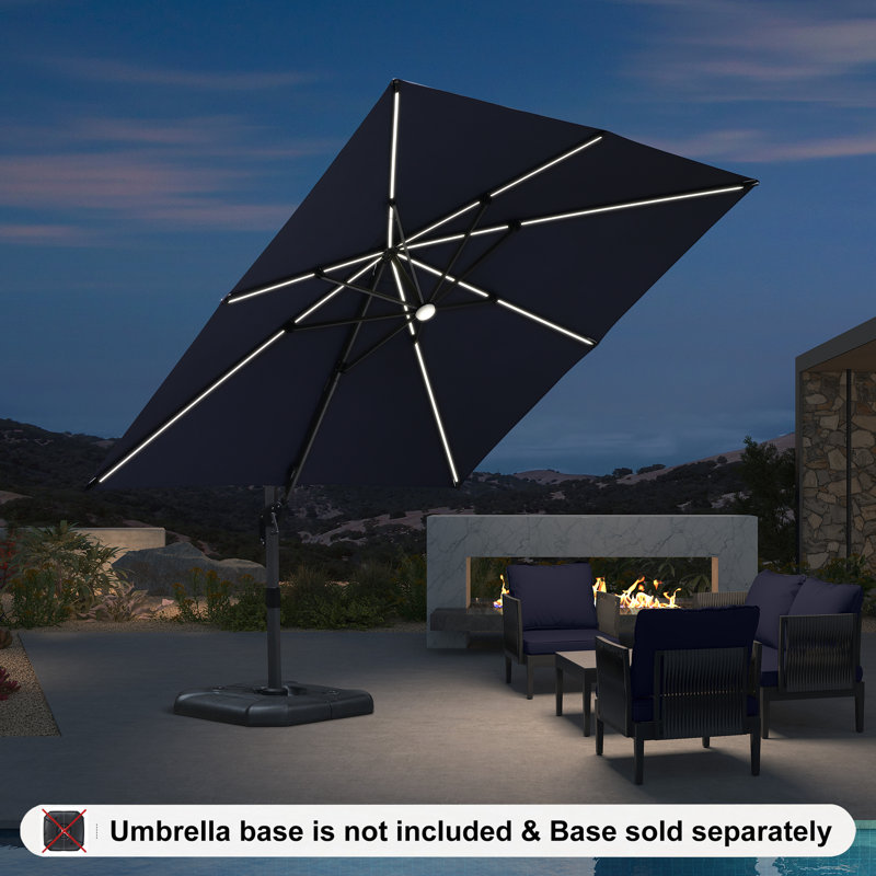304cm Lighted Cantilever Parasol, Navy