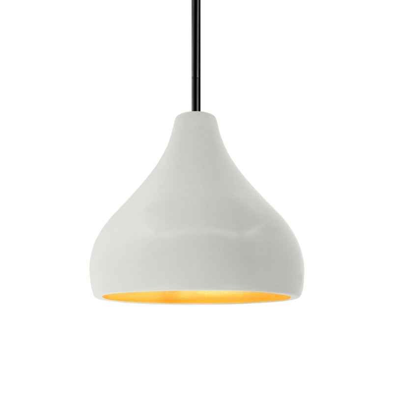 Luminaire suspendu à 1 lumière Meydan, Blanc mat / or champagne, H 7,25 po x l 8 po x P 8 po, Noir mat