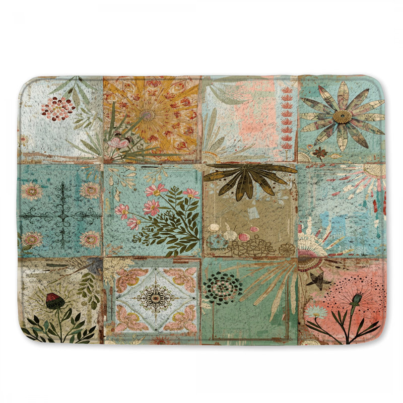 Tapis de bain Floral, L 34 po x L 21 po