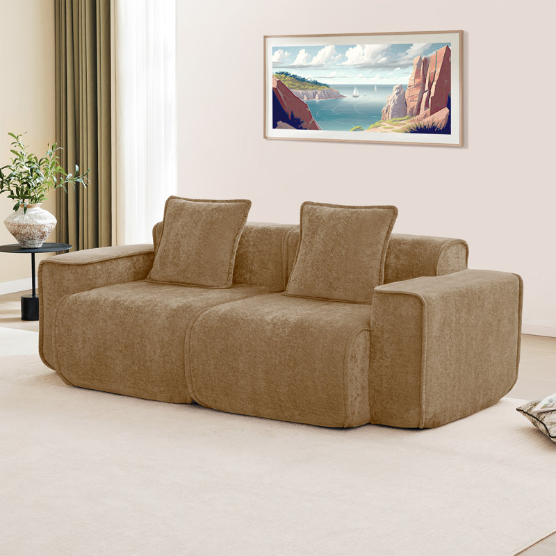 78.74'' Boneless Couch Modular Sectional Sofa, Modern Deep Seat Sectional Couches, Comfy Velvet Cloud Couch Sofa, No Assembly, For Small Spaces, Living Room, Bedroom