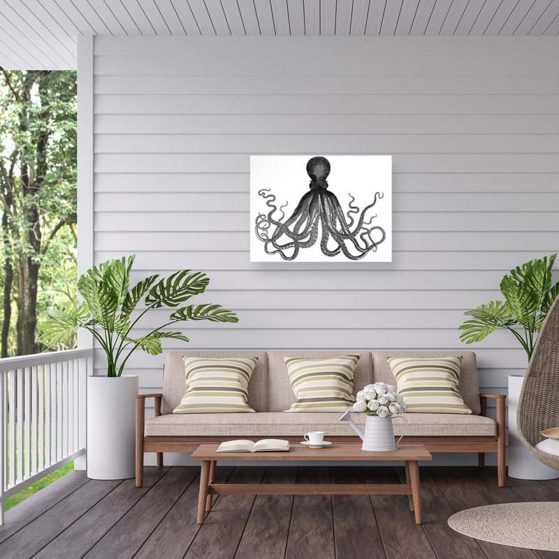 Toile pour l'extérieur Marcus Jules Octopus B&W, H 24 po x l 32 po