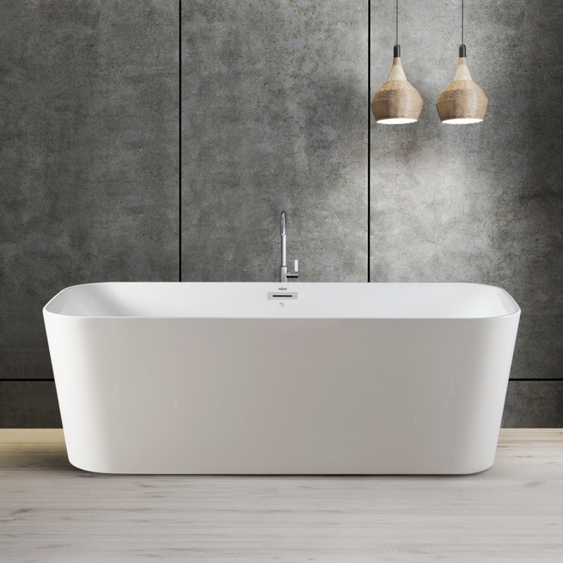Baignoire de trempage autoportante en acrylique avec drain chromé 67 "x 31" Maui
