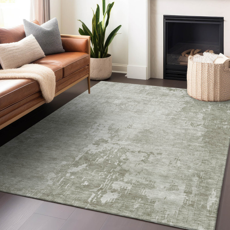 Tapis intérieur / extérieur lavable ivoire Uma , 9 pi x 12 pi