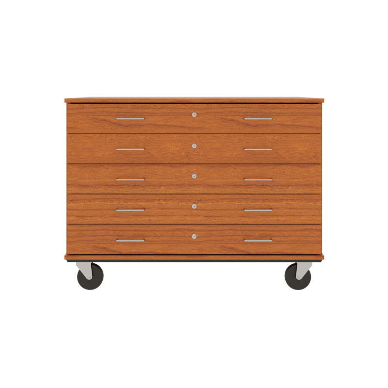 Armoire mobile à 5 compartiments avec roulettes, H 36 po x l 48 po x P 24 po, Cerise