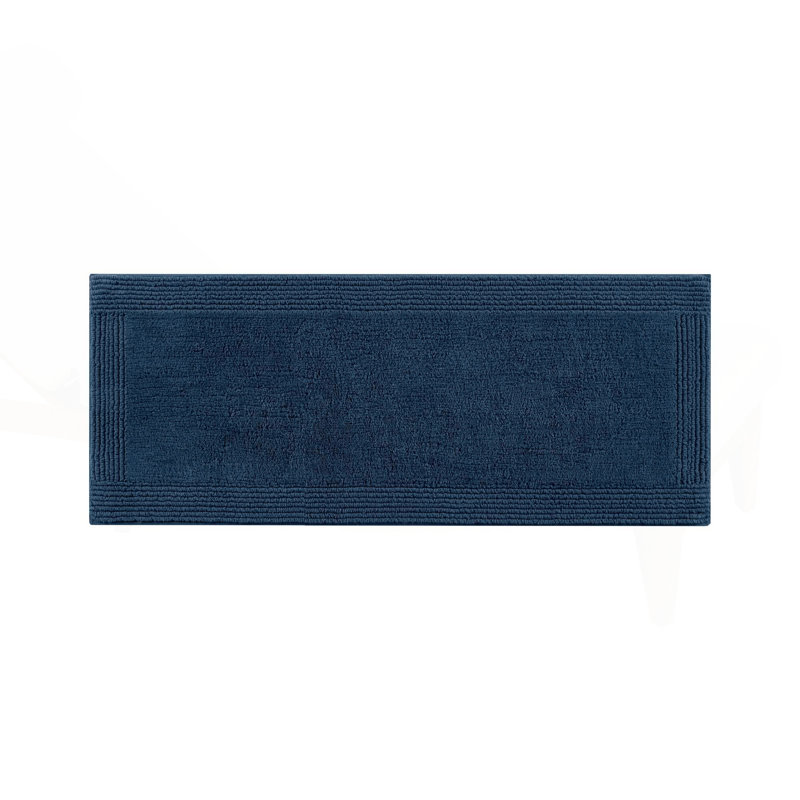 1 PCS 20x30" 100% Cotton Tufted 3000 GSM Reversible Bath Rug Navy, Navy, Rectangle 1'8" x 2'6"
