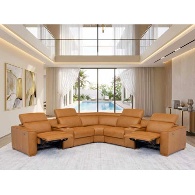 Canapé modulaire inclinable en cuir Brentkil