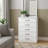 Eriss Tall Dresser Chest, 5 Drawers, White Wood, Silver Metal, 46 Inch