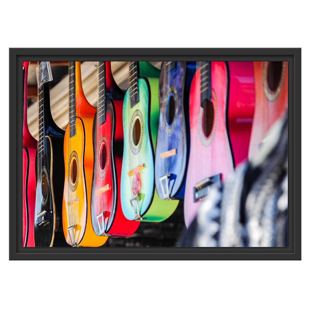 Gerahmtes Wandbild bunte Gitarren