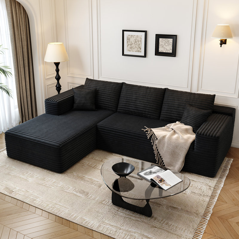 107.5"Cloud Modular Sectional Sofa Couch with L-Shape Chaise,Modern Minimalist Upholstered Couches for Living Room Bedroom,Deep Seat Corner Couch,No Assembly Required