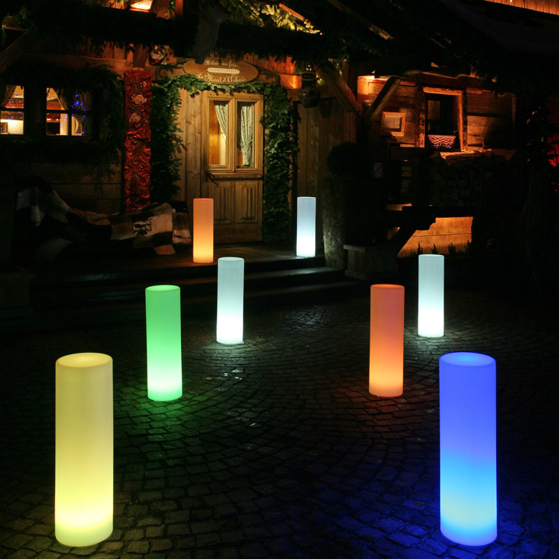 Tower Battery Powered Integrated LED Color Changing Outdoor Floor Lamp, 25" H x 9" W x 9" D