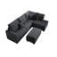 Ensemble de canapé modulaire 3 pièces de style moderne avec port USB et repose-pieds avec accoudoir à droite et canapé avec accoudoir à gauche et finition noire