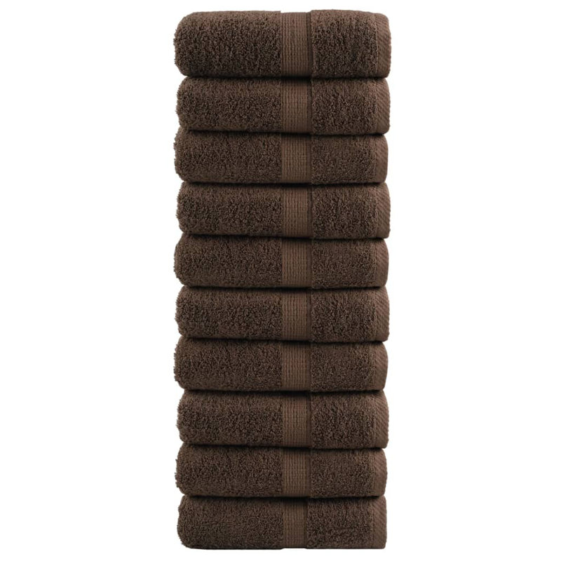 Premium Guest Towels SOLUND 10Pcs 30X50cm 600Gsm, Brown