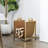 Brown Leatherette Firewood Log Rack With Gold Decorative Frame