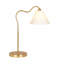 Lampe de table courbée en laiton avec abat-jour triangulaire blanc