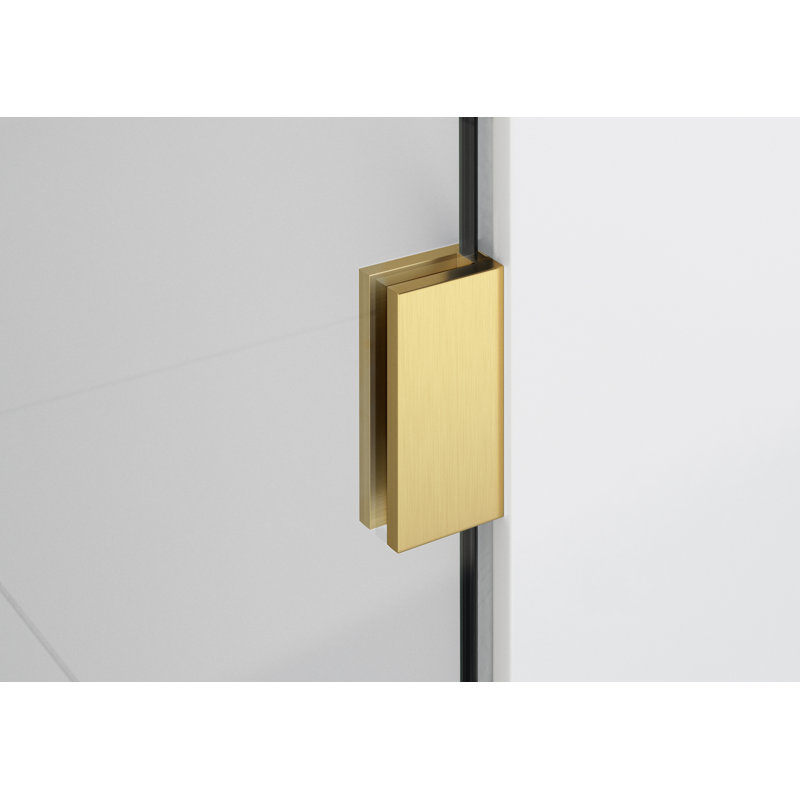 Halo 48.5 in. x 58 in. Fully Frameless Glass Hinge Bathtub Door, Satin Brass