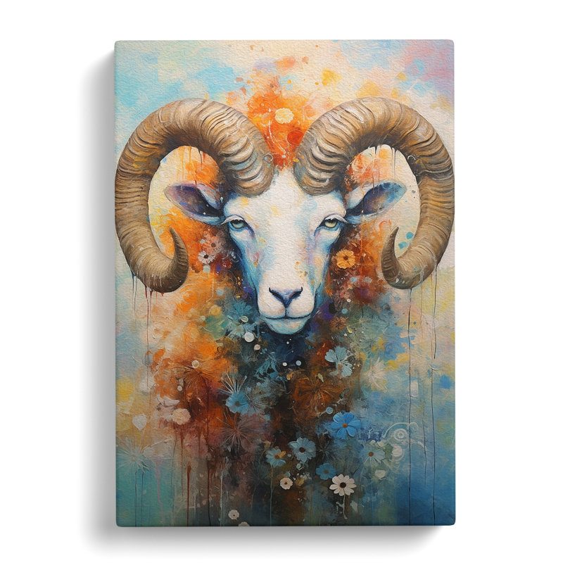 Aries Zodiac Impressionism No.2 - Wrapped Canvas, 76cm H x 50cm W x 3cm D