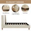 Modern Velvet Upholstered Platform Bed with Wingback Headboard and No Box Spring Needed