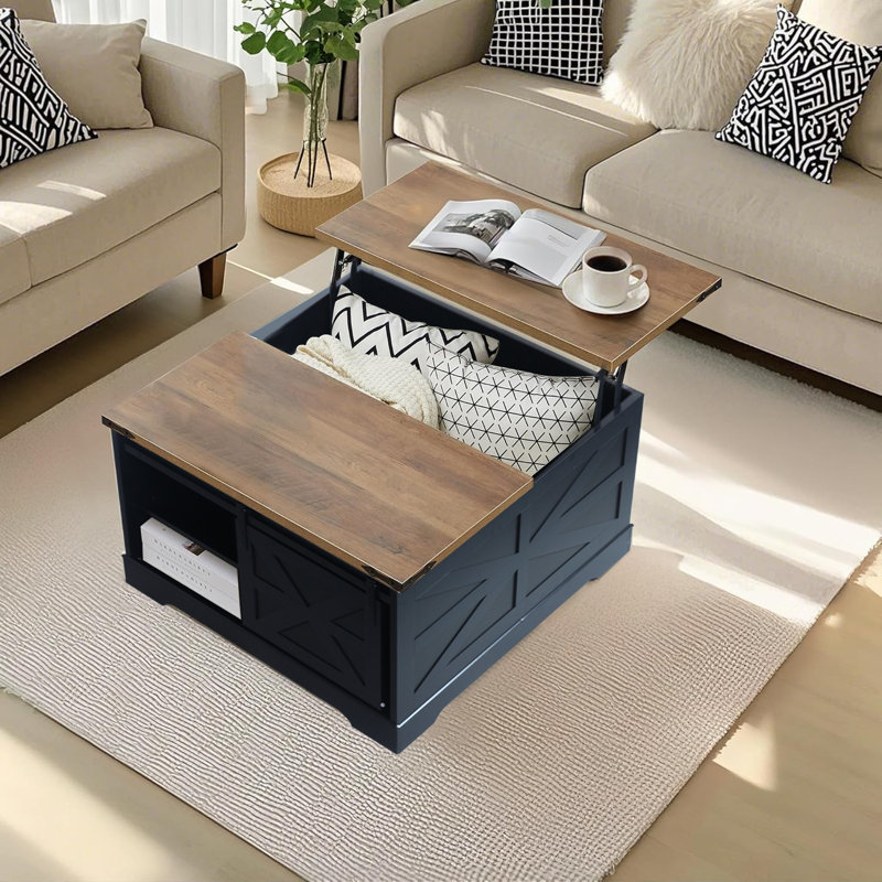 Table relevable Farmhouse Caffee, Noir / brun