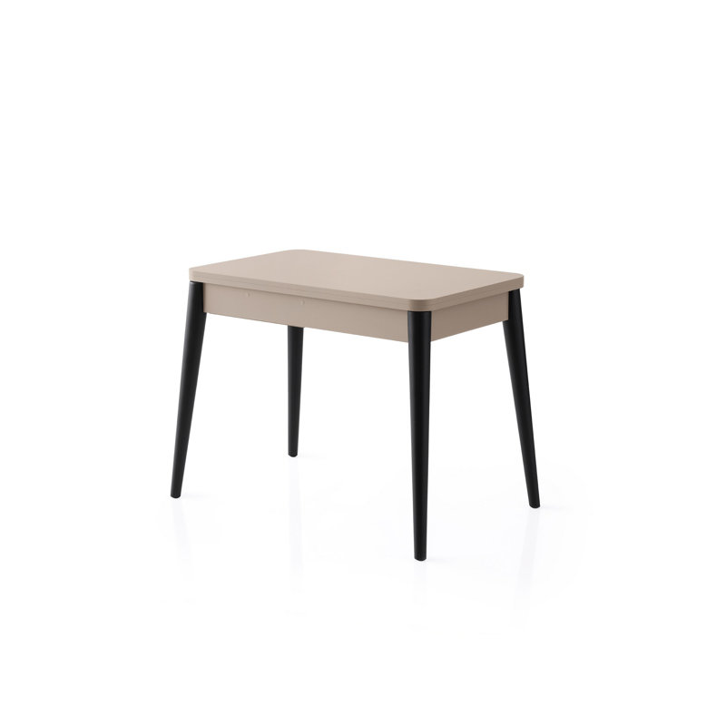 Modern Extendable Dining Table, Light Mocha, 39.4 x 29.5 x 23.6 inches (Extended: 47.2 x 29.5 x 29.5 inches) | 100% Melamine Coated Particle Board, Plastic Legs | Stylish Scandinavian Design, Perfect for Dining Rooms & Gatherings