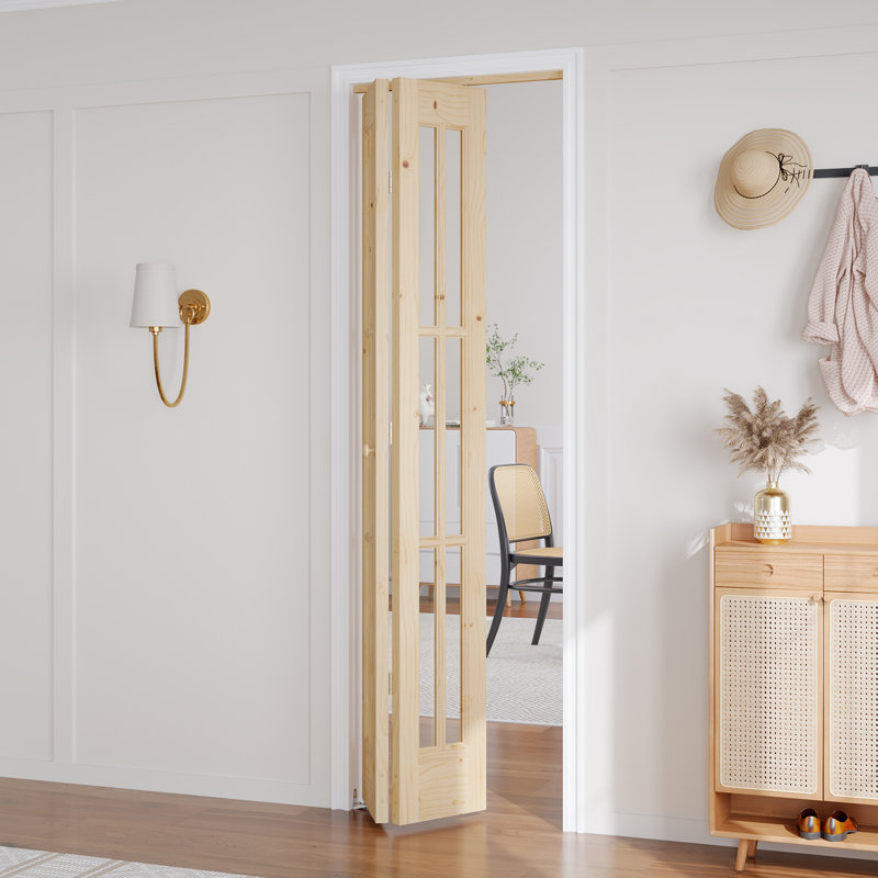 Porte pliante en verre massif non fini avec trousse de quincaillerie d'installation, 24 po x 80 po, 2