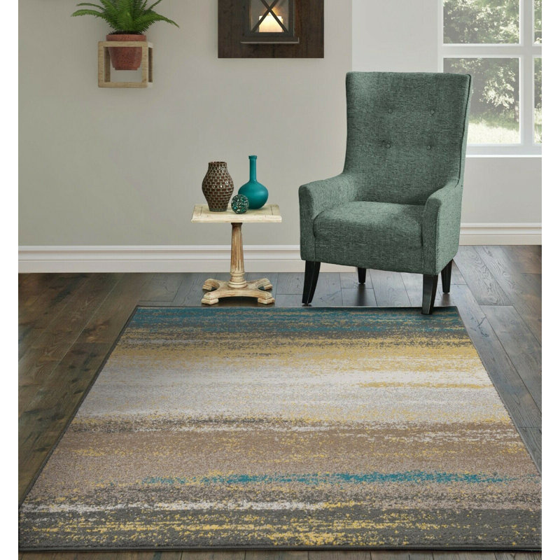Elle Wool Abstract Indoor / Outdoor Rug, Rectangle 5' x 8'