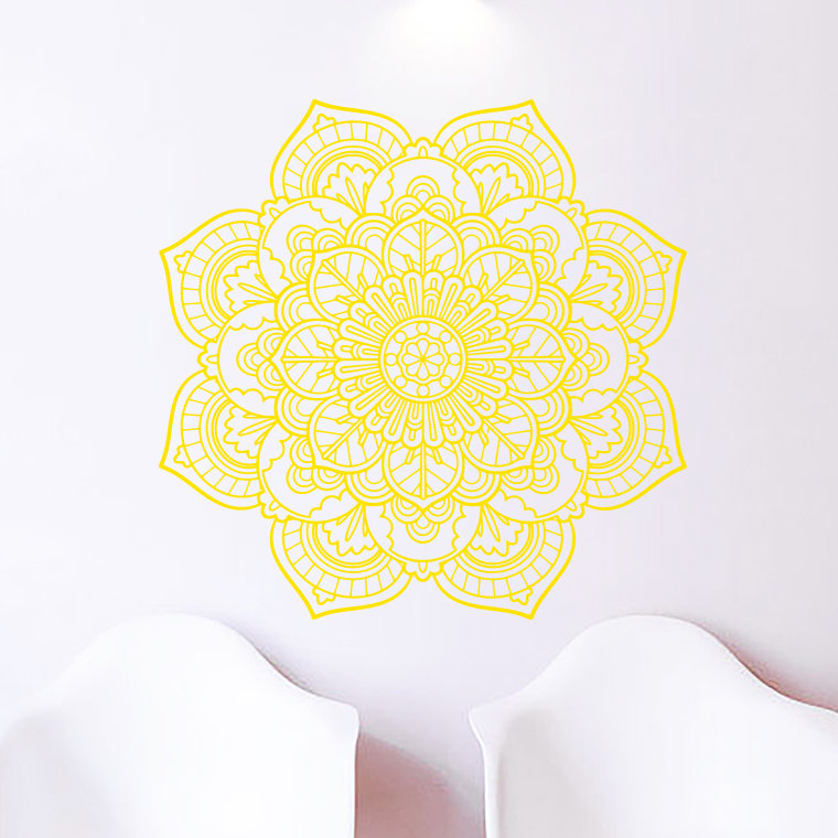 Adhésif décoratif mandala namaste boho yoga autocollants, Jaune