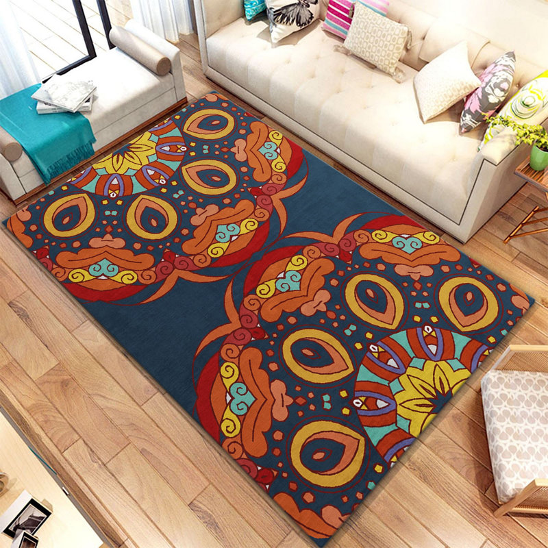 Non-Slip Area Rug, 100% Polyester, 47.2 x 70.9 inches | Raschel Knitting, Pile Height: 0.4 inches | Woven Carpet with Felt Dot Underside, Machine Washable | Stylish Digital Print Design for Home Decor