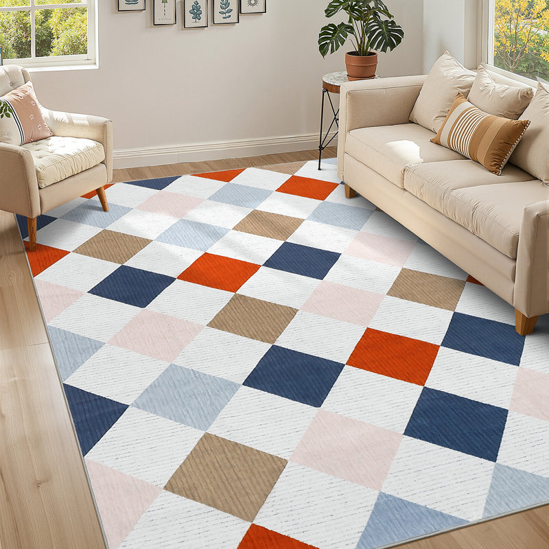 Area Rugs Living Room  Washable Area Rug, Non Slip Area Rug, Vintage Rugs for Living Room, Bedroom, Dining Room, Red