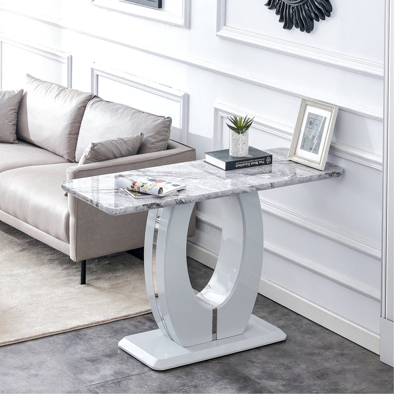 Table de bar rectangulaire de style moderne gris - 47,2 po x 18 po x 29,5 po. Pour la chambre à coucher, l'entrée, le balcon de la maison, le bureau, la salle de bain et un design élégant. Facile à assembler pour les ensembles de salle de bain de balcon