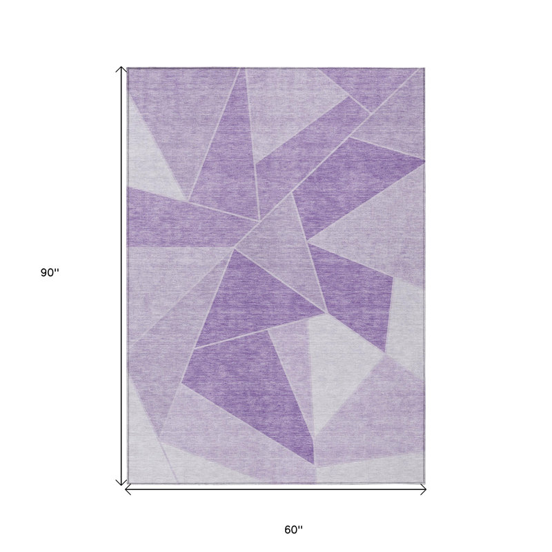 Tapis extérieur lavable géométrique lilas et mauve 5 pi x 8 pi