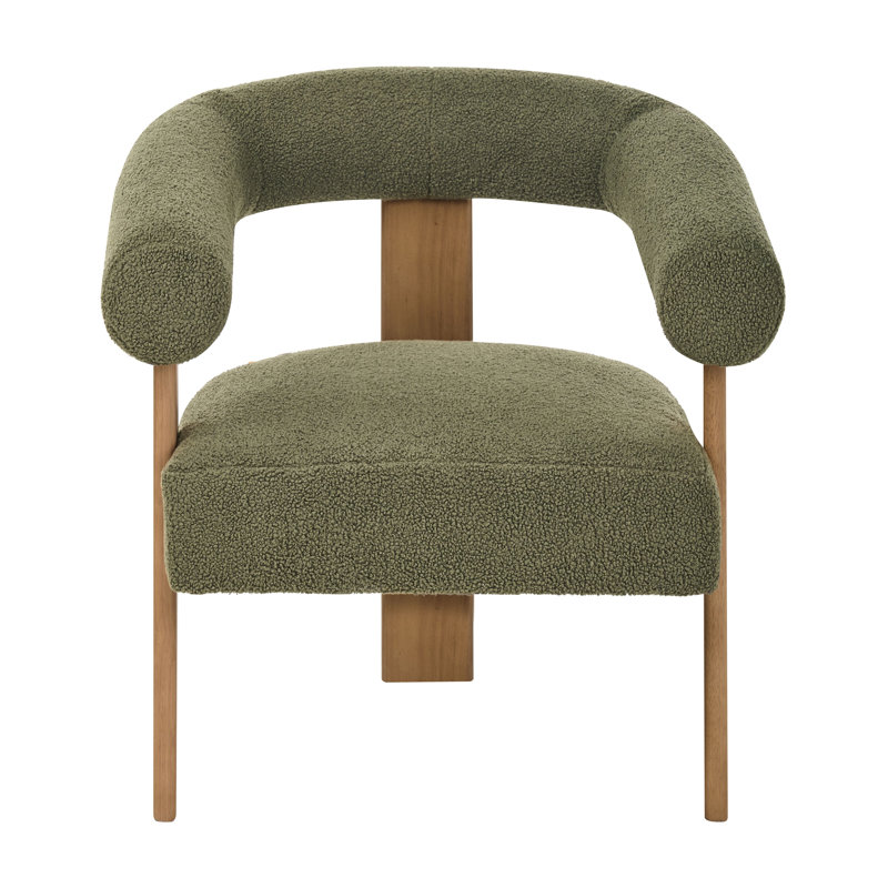 Upholstered Armchair, Dark Brown Wood, Green