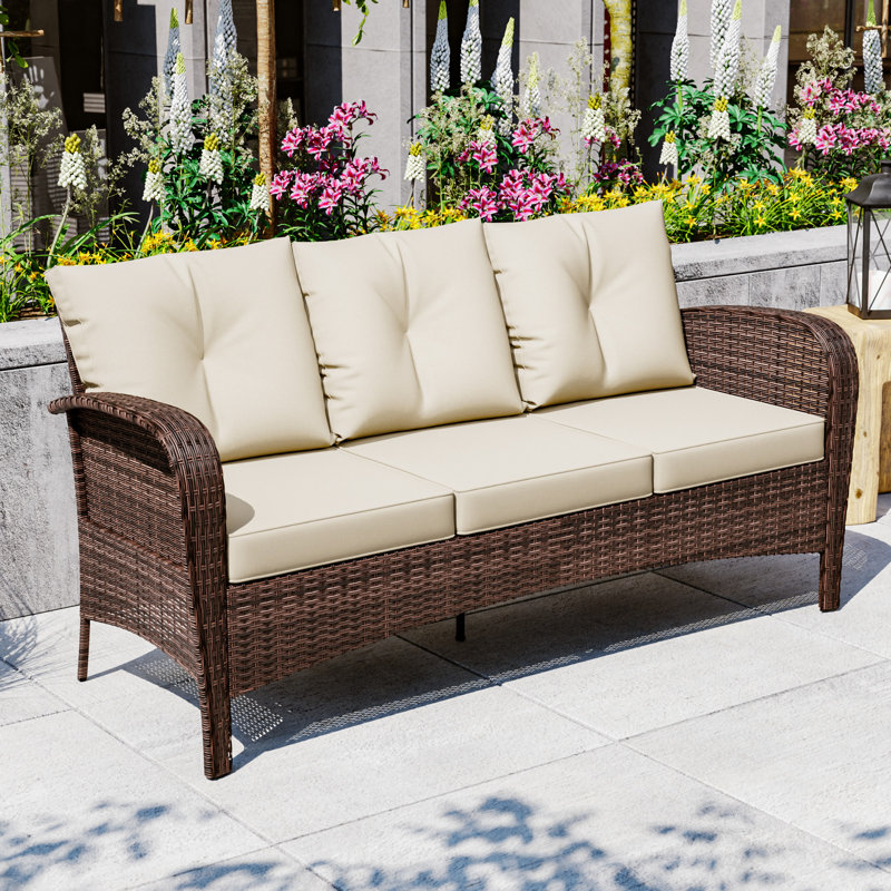 72" x 30" x 35" Outdoor Patio Sofa, Beige