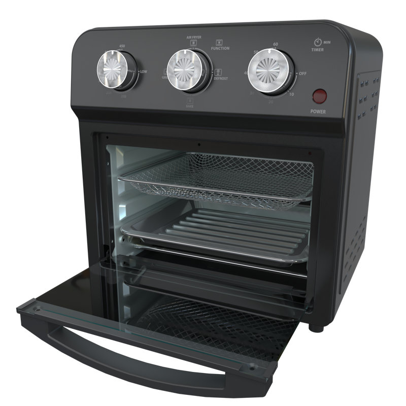 12.5 Quart Air Fryer Convection Toaster Oven, 1500W, 4 Cooking Modes, 7-in-1 Multifunction with Roast, Bake, Grill, Broil, Toast, Dehydrate, Defrost, Stainless Steel, Black