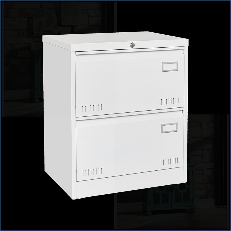 Cabinets: 2-Drawer Metal Lateral File Cabinet with Lock for Home Office, Legal/Letter/A4 Storage | Black | Metal, Black