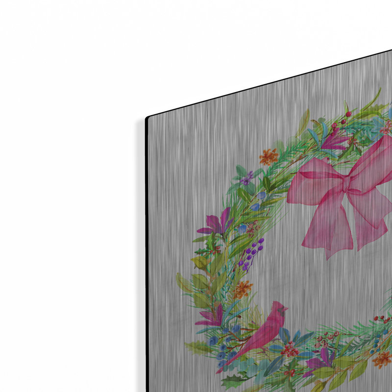 Art mural en métal «Merry Meta Wreath» par Art Licensing Studio Luxe, 12 po x 12 po, H 12 po x l 12 po