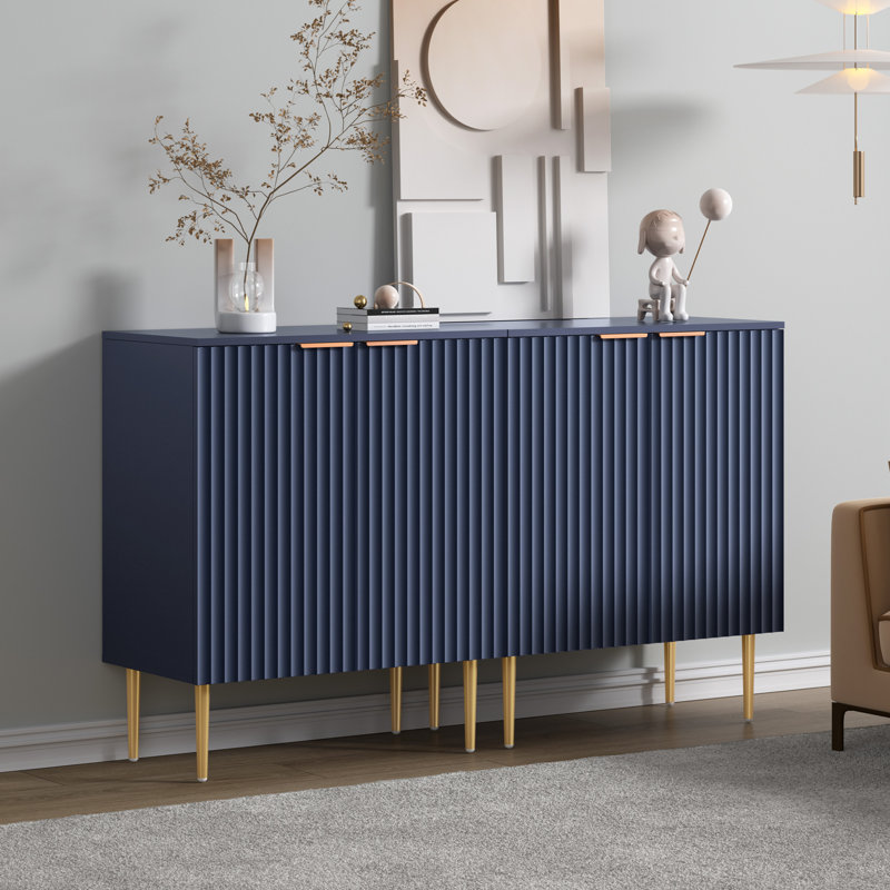 Rishaw 34.3" Tall Adjustable Shelf 2 - Door Accent Cabinet, Blue