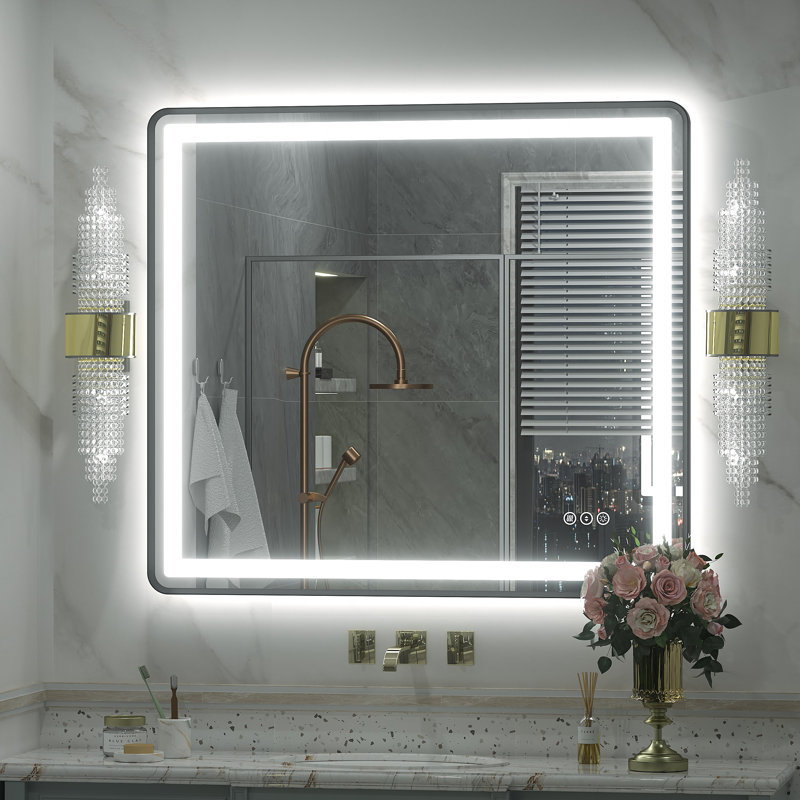 Miroir de salle de bain / de salle de bain anti-buée à DEL certifié Aevar avec garantie de 3 ans UL, 36 po x 32 po