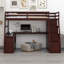 Lit mezzanine avec tiroirs, tablettes et bureau-1193084901