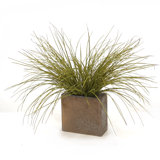 24'' Faux Onion Grass Grass in Earthenware Planter