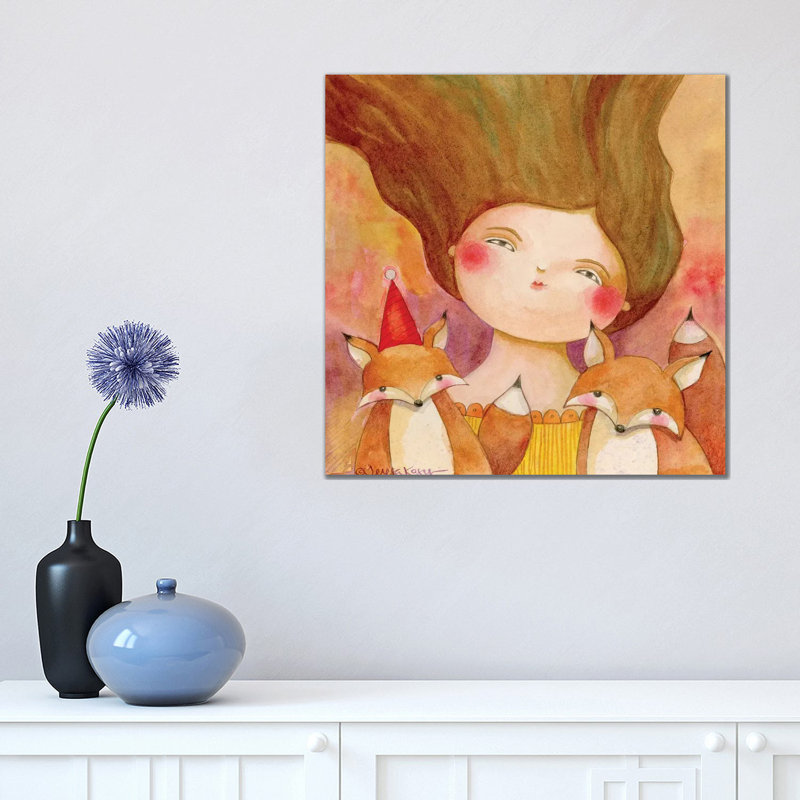 My Two Foxes by Teresa Kogut - Painting on Canvas, Wrapped Canvas, 66.04cm H x 66.04cm W x 3.81cm D
