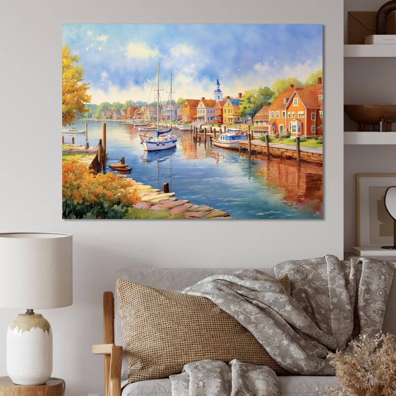 Paysage du canal de la baie Maryland, H 30 po x l 40 po x P 1,5 po, Toile tendue