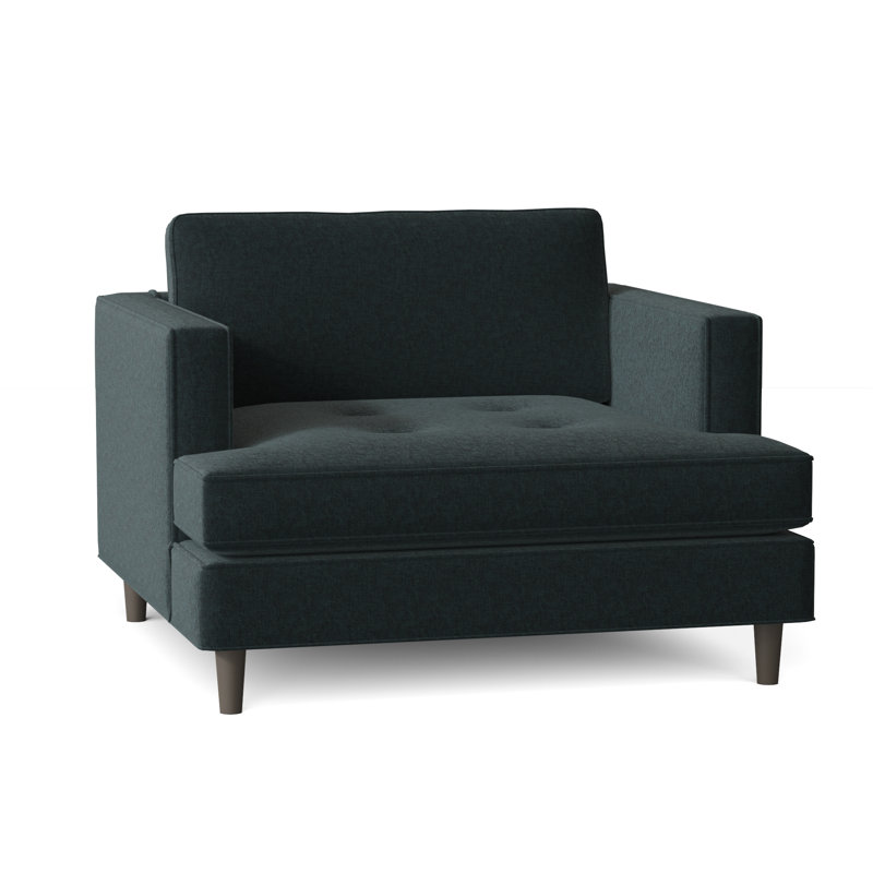 Chaise avec accoudoirs touffetée en polyester 41 po Burkouer, Chenille Napa bleu sarcelle